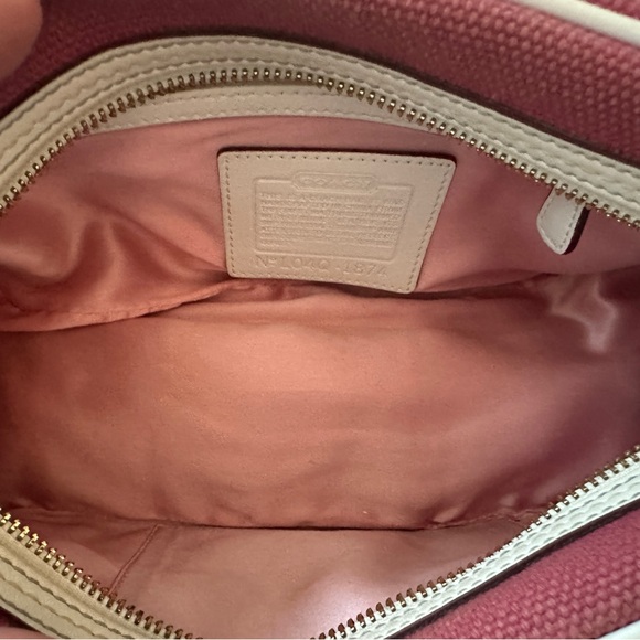 Vintage Coach Gallery Pocket Satchel Bag - Pink & White - Picture 12 of 16